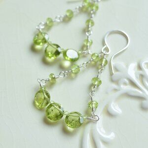 Genuine Peridot Chandelier Earrings in Sterling Silver - Made in Canada